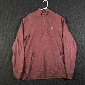 TenTree 1/4 Zip Maroon Red Casual Collared Pullover Sweater Men's Size Medium